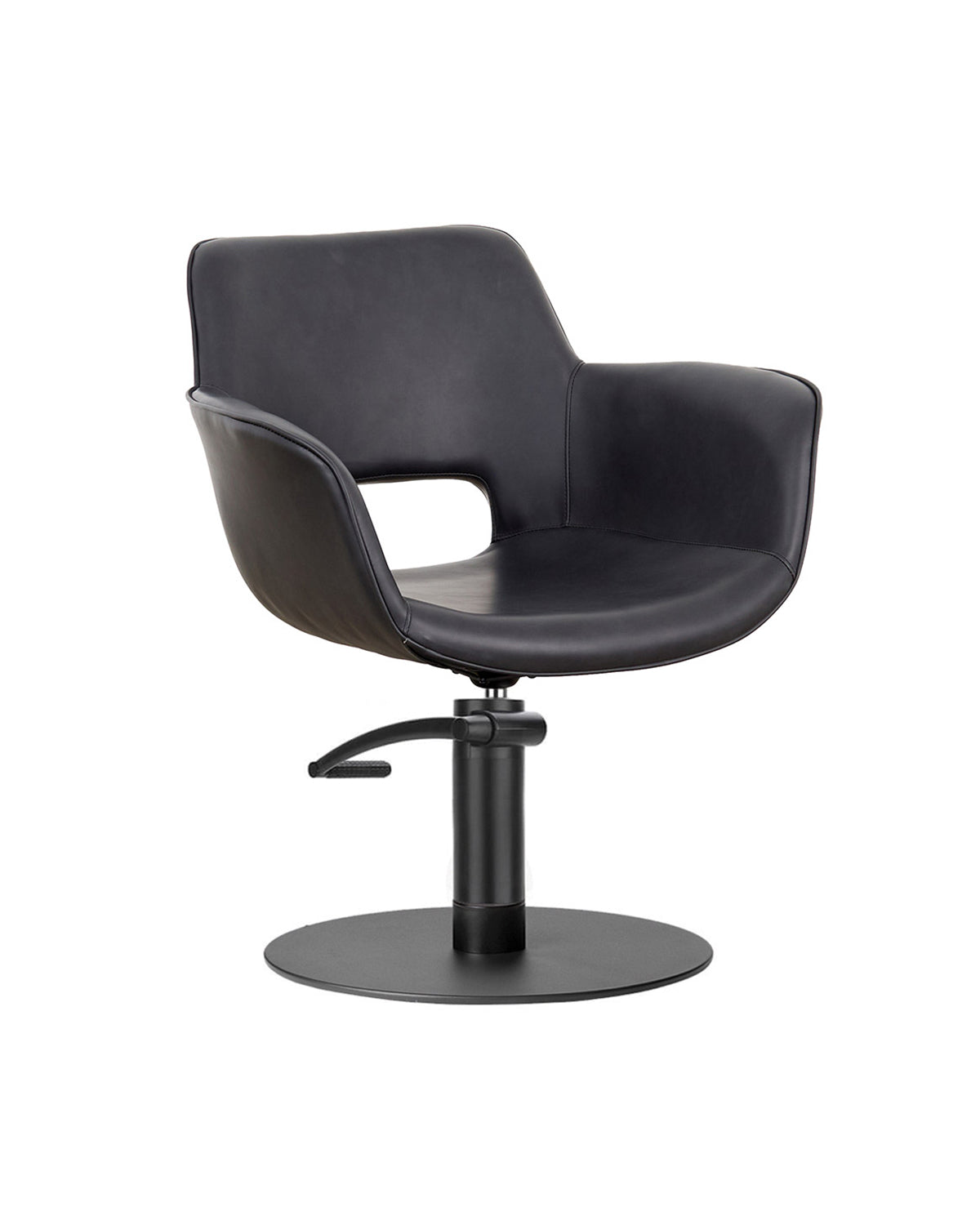 Milo Midnight - Fauteuil de coupe gris avec base ronde noire
